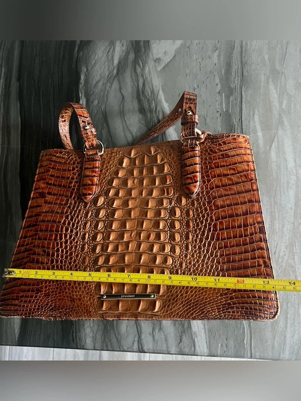 Croc-Embossed Tote in Warm Brown